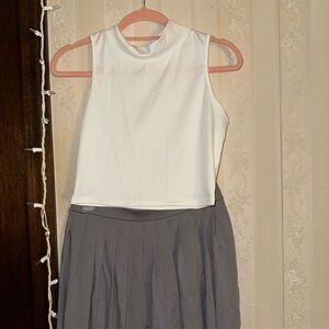 White and Grey Mini Skirt Set